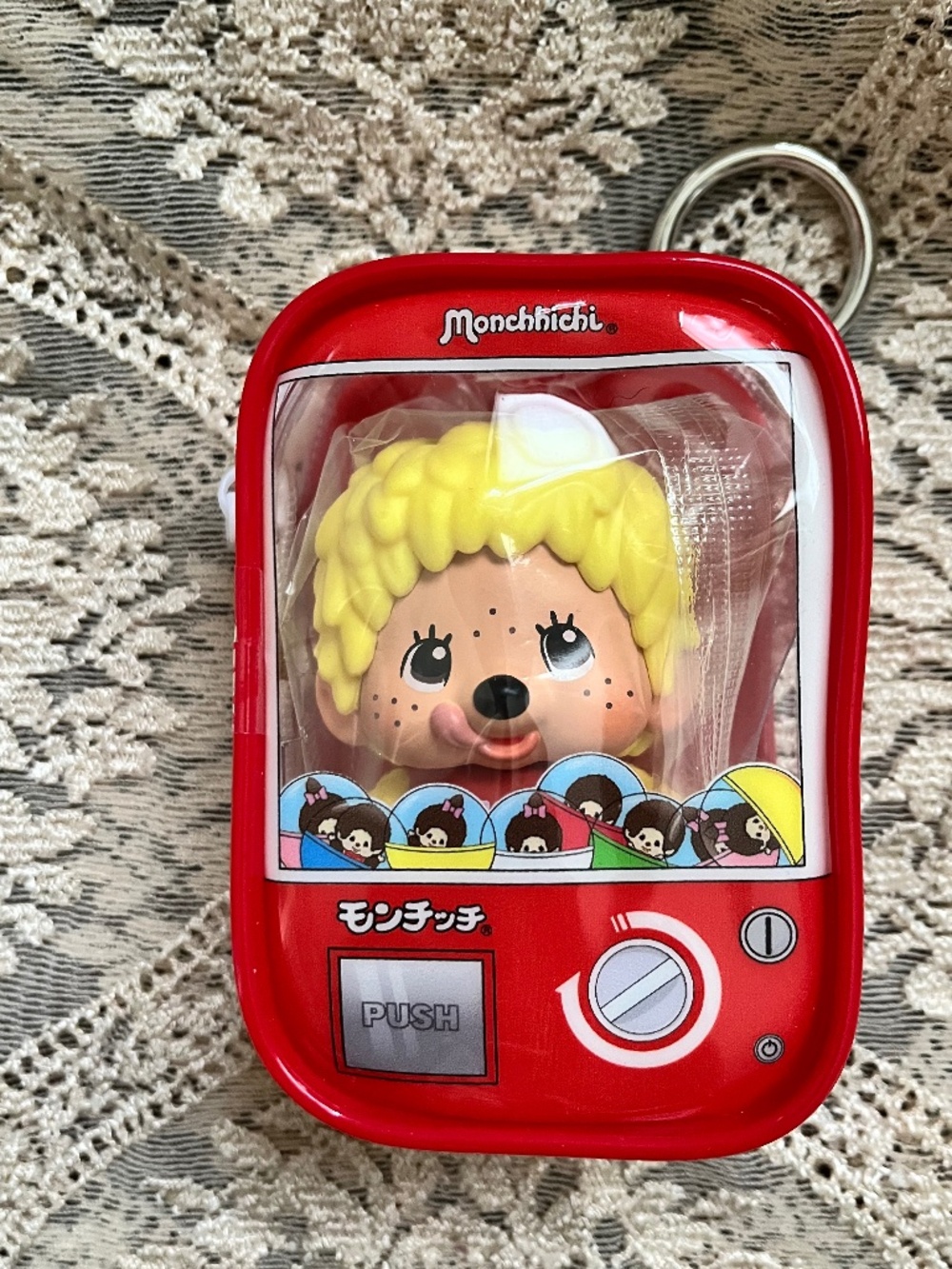 Monchhichi blonde yellow keychain pouch Monchichi